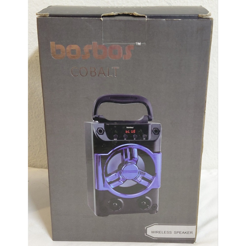 Bosbos Cobalt Portable Wireless Bluetooth Speaker LED Party Light New In Box